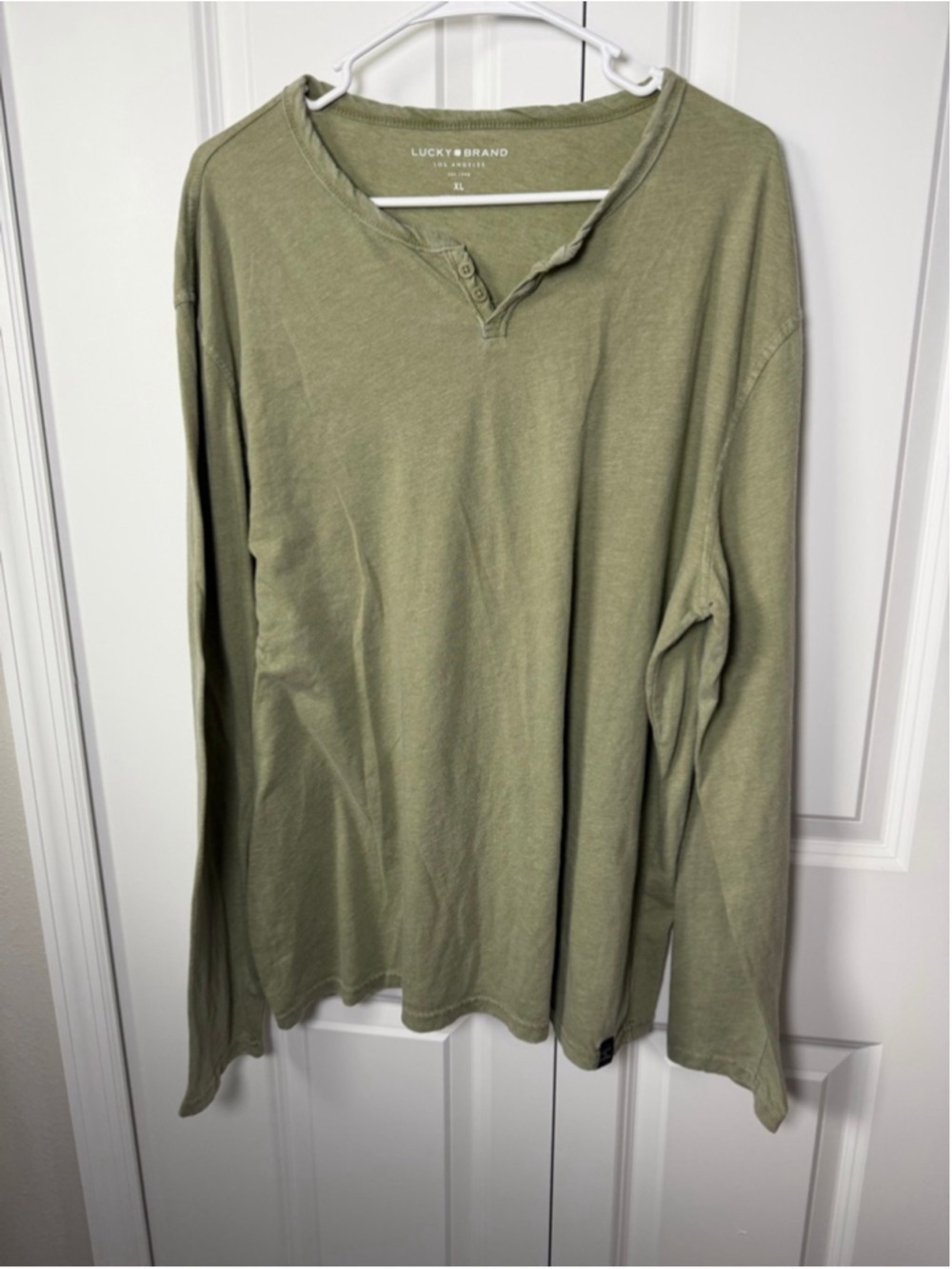 Men's Lucky Brand Long Sleeve Henley Tee XL Green